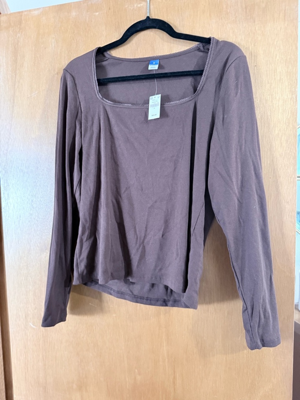 Old Navy Brown Long-Sleeve Square Neck Tee